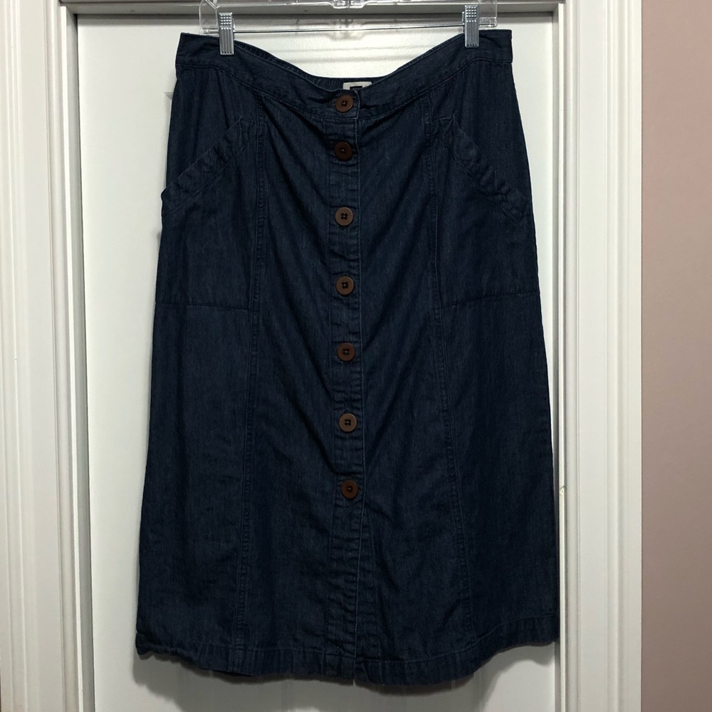 Dark Denim Button Front Skirt